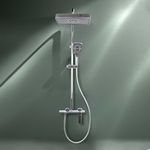 Ruhe Rain Smart Shower Panel Set, Triple Flow Functions, Wall-Mount Chrome Finish | Adjustable Height Shower Panel | Includes Overhead Shower, Triple Flow Hand Shower with Installation Accessories