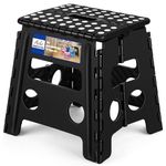 Acko Folding Step Stool 13 inch Heavy Duty Plastic Foldable Step Stool for Adults and Kids, Premium Black Step Stool Toddler, Small Collapsible Fold Up Stepping Stool Kitchen Bathroom Step Stool