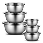 Enther & LIFEASE Mixing Bowls - Set of 6 Stainless Steel Mixing Bowls with 304 Stainless Steel - Heavy Duty, Easy To Clean, Nesting Bowls Space Saving Storage, Great for Cooking, Baking, Salad