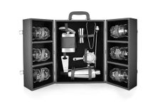 FNS Cheers 14 pcs bar Set of 6 Whisky Glasses,1 Cocktail Shaker,1 Hip Flask,1Waiter Knife,1 Dual Peg Jigger,1 Cocktail Strainer,1 Cocktail Stirrer,1 Bottle Opener,1 Tong with Leatherette Cabinet Box