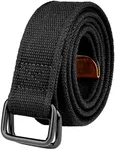 Drizzte 75'' Plus Size Long Double Ring Big Mens Canvas Fabric Cloth Belts Black