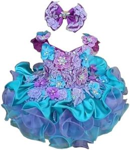 Jenniferwu Pageant Dress Handmade Beaded Dresses Toddler Pageant Princess Dress, 240425-blue, 2-3T