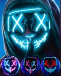 DWTECH LED Halloween Mask - Light Up Mask LED Masks EL Wire Scary Mask for Masquerade Cosplay Light Up Face Mask for Kids Men Women Halloween Festival Party (Ice Blue A)