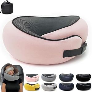 Flyhugz Neck Pillow 2024, Flyhugs Neck Travel Pillow, Wander Plus Travel Pillow, Memory Foam Travel Pillow, Fly Hugz Stowable U-Shaped Pillow Set for Adult & Kids Sleeping Upright (Pink)