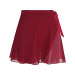 Women Ballet Wrap Skirt Chiffon Dance Wrap Skirt with Adjustable Waist Tie Gymnastics Ballet Skirts for Women (Red)