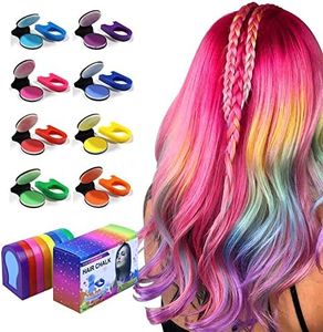 Pinkiou 8 piezas de Tizas Para el Pelo, Tinte de Cabello Brillante Temporal Portátil de 8 Colores para Mujeres Regalos Tiza de Cabello Lavable para Halloween,Navidad,Maquillaje,Fiesta de Cumpleaños