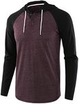 Jhsnjnr Men's Casual Long Sleeve Raglan Lightweight Henley Athletic Henley Jersey Hoodie Shirt Brown-Black