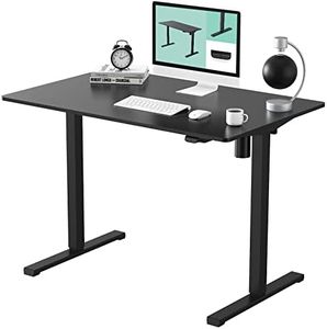 FLEXISPOT Electric Standing Desk 48 x 24 Inches Height Adjustable Desk Sit Stand Desk Home Office Desks Whole-Piece Desk Board (Black Frame + 48 in Black Table Top)