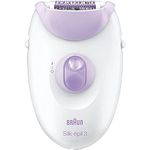 Braun Silk-épil 3-170, Epilator for Long-Lasting Hair Removal, 20 Tweezer system, Smartlight technology and Massage rollers, Purple