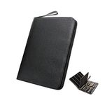 Topoomart PU Leather Fountain Pen case for Pen Collection Black for 48 pens