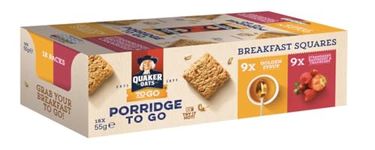 Quaker Oats Porridge To Go Breakfast Squares Variety Pack 18 x 55g