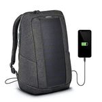 Sunnybag Iconic Solar Backpack with Integrated 7 Watt Solar Panel USB Port Wireless Charging 17 Inch Laptop Compartment 20 Litres Water-Repellent Recycled Textile Graphite