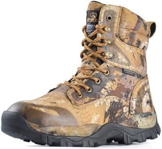 R RUNFUN Men's Hunting Boots Waterproof Hiking Boots Lightweight Outdoor Camouflage Shoes， 8", 400g Thinsulate, Yellow, 10.5