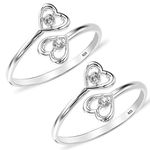 LeCalla 925 Sterling Silver BIS Hallmarked Heart CZ Toe Ring for Women