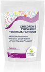 Children’s Chewable Tropical Flavour ABCDE Multivitamin Tablets with Iron, Zinc & Iodine Lemon/Mango/Pineapple 700mg - UK - Pack of 500 Pills Bulk