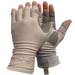 Glacier Glove Islamorada 50+ Sun Protection Durable Lightweight Breathable Quick-Dry Fingerless Outdoor Fishing Sun Glove, Light Gray, Large