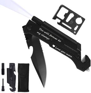 Gifts for Men Husband Him, Engraved Pocket Knife, Valentinens Day Anniversary Birthday Gifts for Him Boyfriend Husband, 7 in 1 Multi-Function Folding Knives with Fire Starter LED Light