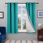 Deconovo Blackout Curtains Room Darkening Thermal Insulated Light Blocking Drapes with Silver Coating for Sliding Glass Door 42W x 54L Inch Turquoise/Teal 2 Panels