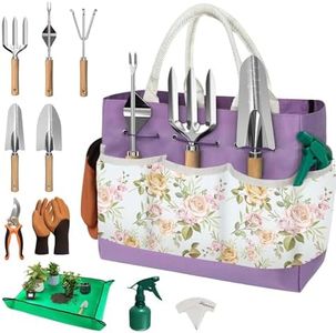 22Pcs Gardening Tools Set for Women Heavy Duty Garden Hand Tools Yard Work Tools Gardener Gifts Gardening Accessories with Tools Bag/Shovel/Mat/Plant Labels/Gloves