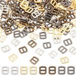 PH PandaHall 200 pcs 4 Colors Mini Alloy Rectangle Adjuster 6x5mm Tri-Glide Slides Buckle Webbing Slider for Fasteners Dolls Clothing DIY Accessories