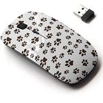 2.4G Wireless Mouse with Cute Pattern Design for All Laptops and Desktops with Nano Receiver - cat Dog Brown paw Prints