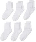 Jefferies Socks Girls' School Uniform Seamless Socks (Pack of Six Pairs), White, S