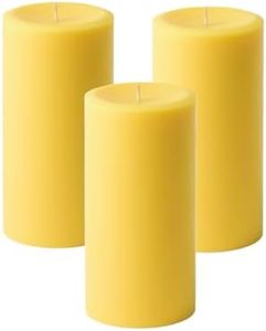 MIster Candle - Hand Made 3 inch by 6 inch Yellow Citronella Scented Pillar Candles (Set of 3) - Indoor & Outdoor Use Made in USA