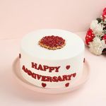 FlowerAura Delicious Silky Smooth Fresh Red & White Vanilla Eggless Anniversary Cake For Anniversary Gift's For Girlfriend, Boyfriend, Husband, Wife, Parents, Friends (Same Day Delivery) (0.5Kg)