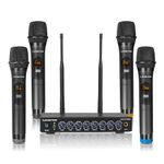 Sound Town 200 Channels Wireless Microphone Karaoke Mixer System, with 4 Metal Handheld Microphones, Optical (Toslink), AUX, for Smart TV, Home Theater, Sound Bar (SWM16-4MEGA)