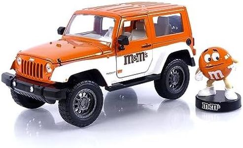 M&M's 1:24 2007 Jeep Wrangler Die-cast Car & 2.75" Orange Figure, Toys for Kids and Adults