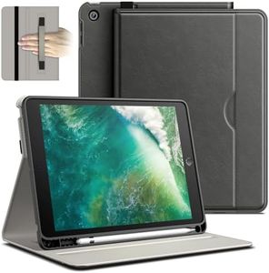 JETech Case for iPad 6/5 (9.7-Inch, 2018/2017 Model, 6th/5th Generation), PU Leather Business Folio Protective Tablet Cover with Pencil Holder & Pocket, Multi-Angle Viewing (Space Gray)