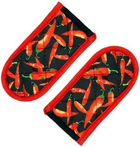 Evoio Cast Iron Skillet Handle Covers, Pan Pot Handle Covers Heat Resistant, Hot Handle Covers, Pan Pot Cast Iron Handle Holder Sleeves Mitt for Kitchen, BBQ and Baking Cookware (2-Pack Red Pepper)