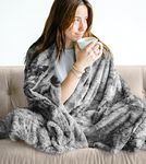 WOLF CREEK BLANKET Doublesoft - Oversized Faux Fur Throw Blanket, 50"x65" Gray Soft Fuzzy Fluffy Cozy Plush Furry Comfy Warm Home Decore for Couch Bed Chair & Bedroom