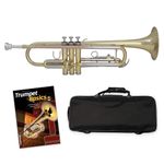 TTR-171 Bb Trumpet in brass - complete with mouthpiece, case, accessories + trumpet method “Trumpet Basics”