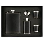 Hip Flask Set Stainless Steel Flask of Gifts for Men 8OZ Bar Party Camping Barbecue Portable Pocket Flask(Black)