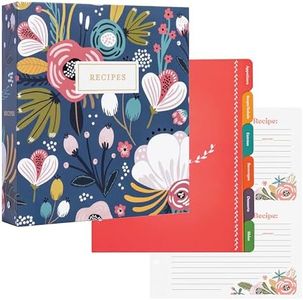 Jot & Mark Recipe Binder 3 Ring Organizer with Rainbow Recipe Dividers, Floral Recipe Cards and Plastic Page Protectors