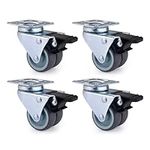 [Pack of 4] 2-inch Flat Double-Row Swivel casters with Brakes, Rubber Silent Furniture, Electric Industrial Vehicles, Heavy-Duty wear-Resistant