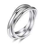 Bestyle High Polished Stainless Steel Rings Stackable Cross Rings for Women, Infinity Interlocking Promise Ring Statement Jewelry for Friendship/Engagement/Wedding/Family, Size 9