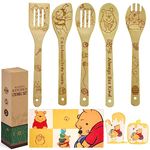 Birthday Gifts for Women, Cute Bear Bee Kitchen Cooking Utensils Set with Wooden Cooking Spoons Bamboo, Oven Mitt Potholder Dish Towels Set Great Christmas Idea for Mom