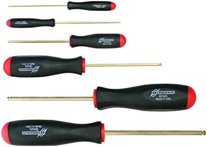 Bondhus 38686 Screw Driver Kit, Set of 6 Balldriver Screwdrivers with GoldGuard Finish, Sizes 1.5-5mm