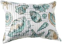 Greenland Home Barefoot Bungalow Cruz Coastal Seashell Pillow Sham, Standard, White