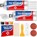Tile Repair Kit White, 100ml Shower Tray Repair Kit, Ceramic Tile Repair Kit for Bathtub Crack, Dent, Hole, Acrylic Sink Bath Repair Kit for Patch Porcelain Chip, Marble, Acrylic, Granite, Enamel