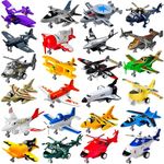 Liberty Imports Pull Back Airplanes Toys Vehicle Playset, Variety Pack of Helicopters, Stealth Bombers, Fighter Jets, Aircraft, Planes for Kids Toddlers Party Favors (24 Pack)