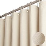 BTTN Extra Wide Shower Curtain - 108x72 Inch Linen Textured Heavy Duty Fabric Shower Curtain Set with 18 Plastic Hooks, Large Neutral Cloth Shower Curtains for Bathroom and Clawfoot Tub, Cream/Beige