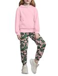 Arshiner Toddler Girls Clothes Fall Outfits Pink Sweatsuit 2 Sets Solid Color Tops and Camouflage Long Pants Tracksuits 3T 4T