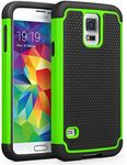 Galaxy S5 Case, SYONER [Shockproof] Hybrid Rubber Dual Layer Armor Defender Protective Case Cover for Samsung Galaxy S5 S V I9600 [Green/Black]