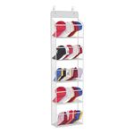 Kntiwiwo 5 Shelf Over The Door Hat Organizer Large Capacity Clear Over the Door Baseball Hat Racks Deep Pockets Hat Rack for Wall With 2 Hooks Hat Holder