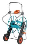 Gardena Metal Hose Trolley 100: Stable, coated hose reel, angled hose connection, anti-drip device, crank handle, max. 100 m 1/2 inch, 80 m 5/8 inch, 50 m 3/4 inch, 25 m 1 inch (2674-20)