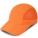 GADIEMKENSD Men Folding Running Hats Long Brim Golf Hat Dry Fit Ball Caps Unstructured Breathable Lightweight SPF 50 Cooling Cap for Outdoor Sport Hiking Workout Gym Tennis Orange