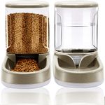 Lucky-M Pets Automatic Feeder and Waterer Set,Dogs Cats Food Feeder and Water Dispenser 3.8L,2 in 1 Cat Food Water Dispensers for Small Medium Big Pets